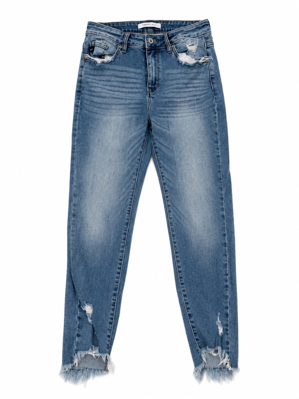 KanCan Medium Blue Distressed Straight Leg Jeans